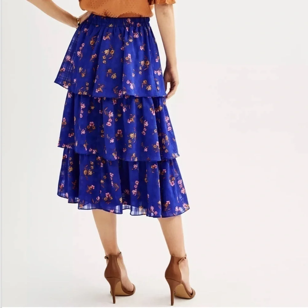 Draper James RSVP Tiered Ruffle Midi Skirt Size Large
